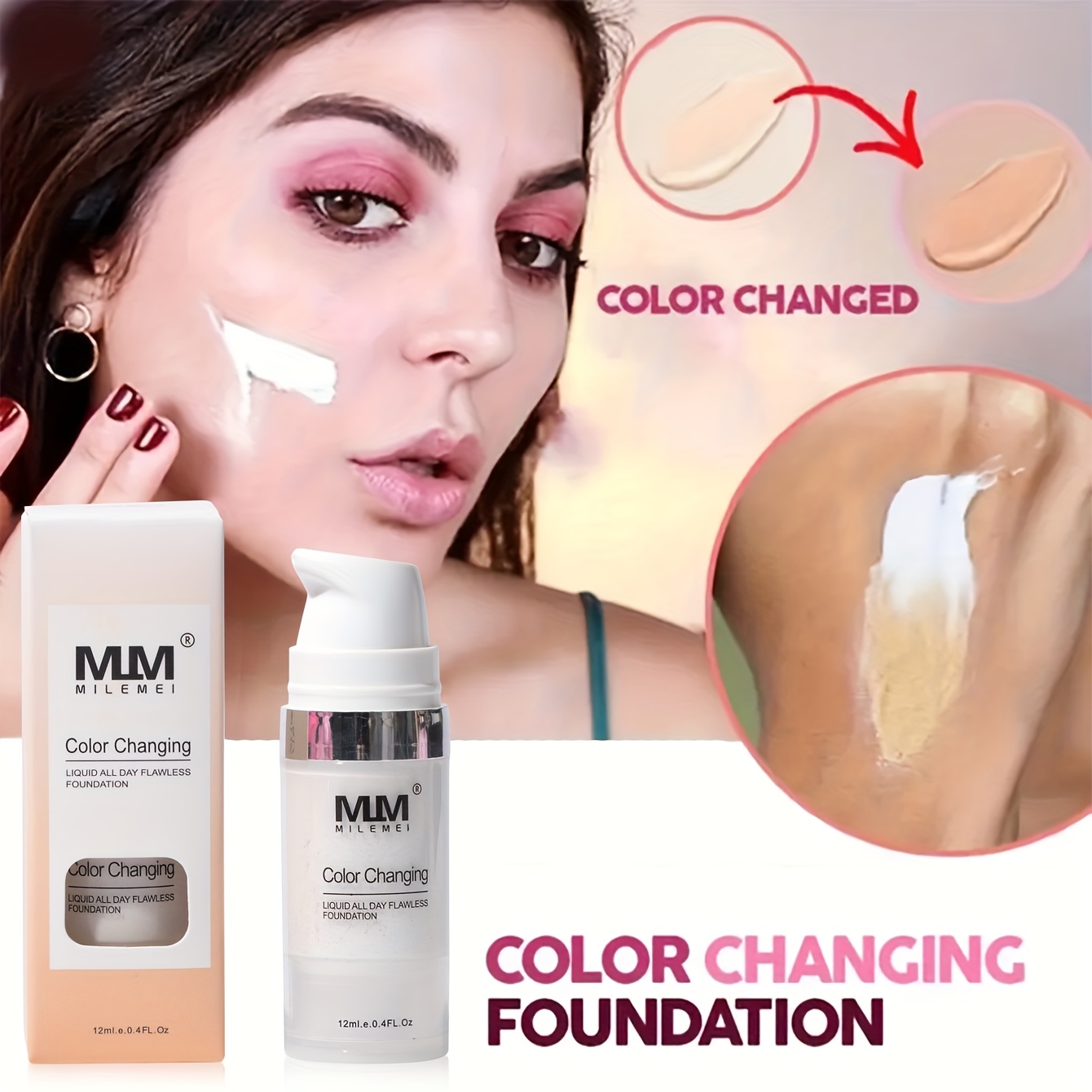 TEMU Color Changing Liquid Foundation For Men Womem - , Waterproof, Oil Control, Long-lasting, Types - Versatile Tint, Buildable Coverage,