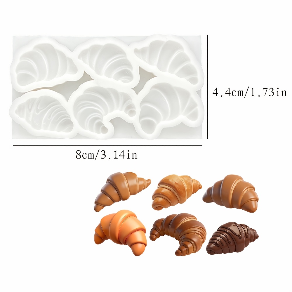 6- -style Croissant Shaped Fondant Silicone Mold, Bread And Cake Decorating Mold, Diy Chocolate, Aromatherapy, Plaster Baking Mold