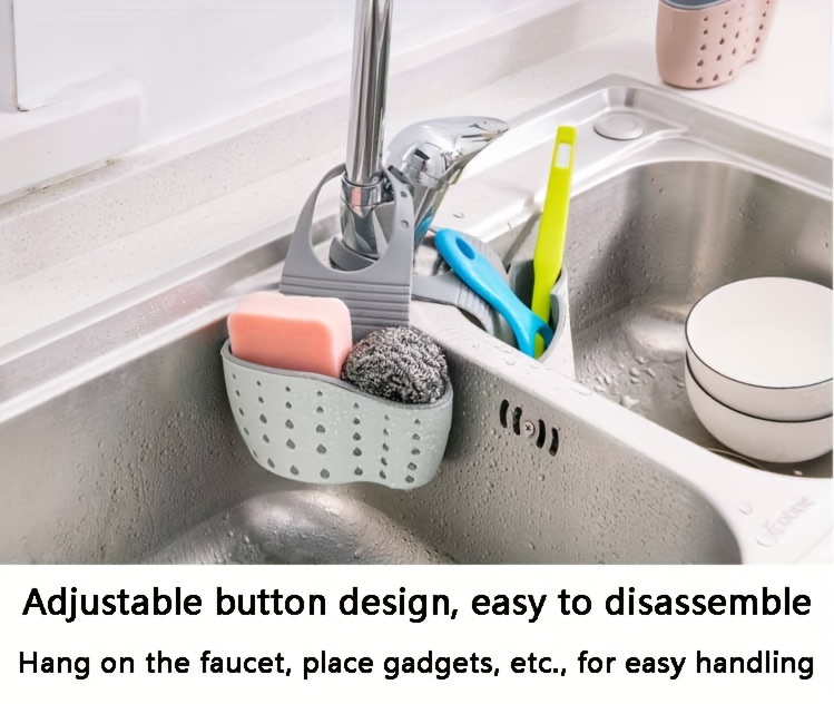 multi functional double sink hanging bag   storage rack faucet sponge storage basket details 0