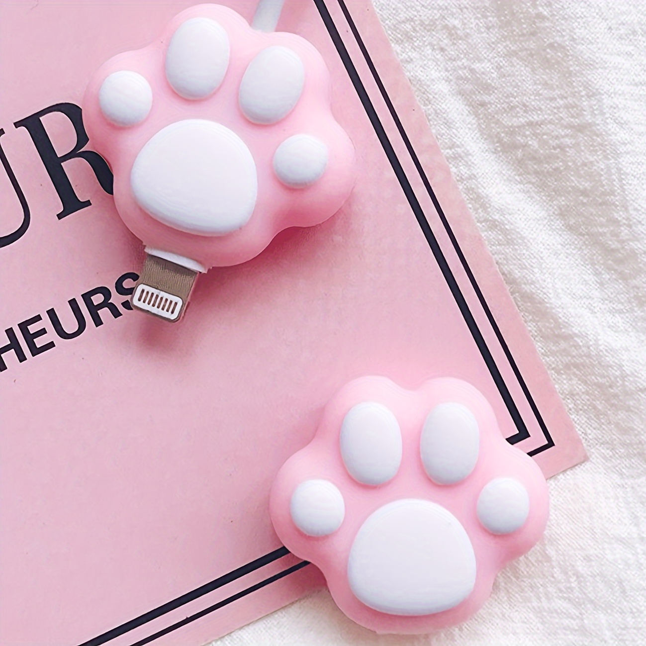 

2pcs Cute Cat Paw Cable For Iphone Usb Cable Charger Cable Wrapping Protective Cover