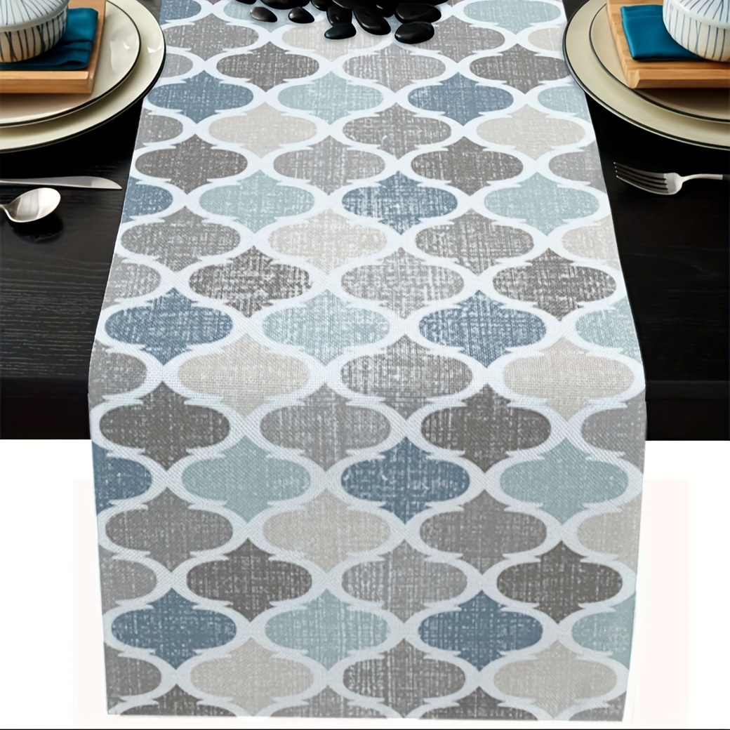 

1pc, Moroccan Table Runner, Geometric Lattice Dresser Scarves, Kitchen Coffee Table Decor, Simple Style Table Runner For Home Living Room, Holiday Dinner Decor