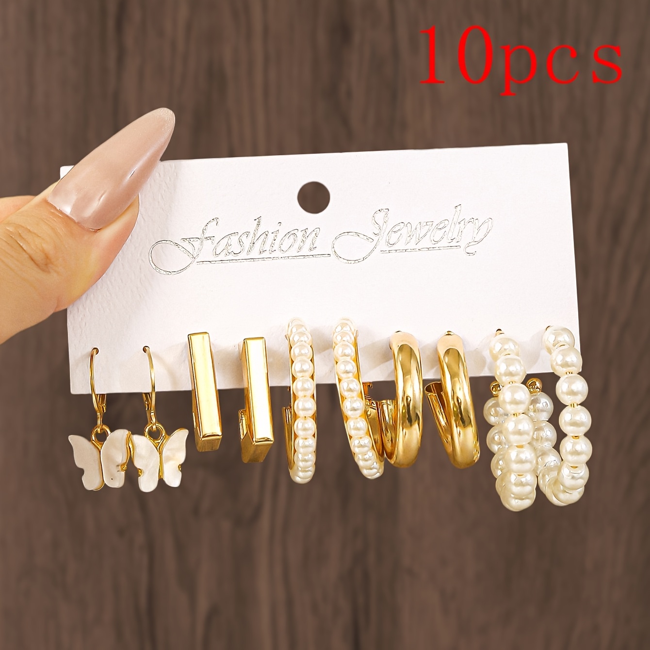 TEMU 10pcs 5 Pairs Geometric Earrings Set With Accents, Elegant And Stylish Women's Earrings Suitable For Daily Wear And Parties