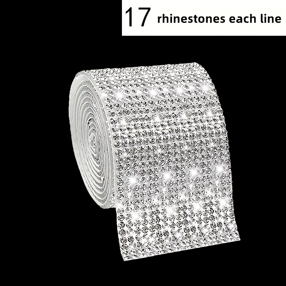 TEMU 1 pz Striscia decorativa con strass da 50 cm di lunghezza, diverse dimensioni di nastro paillet矇 autoadesivo, nastro di raso paillet矇 con