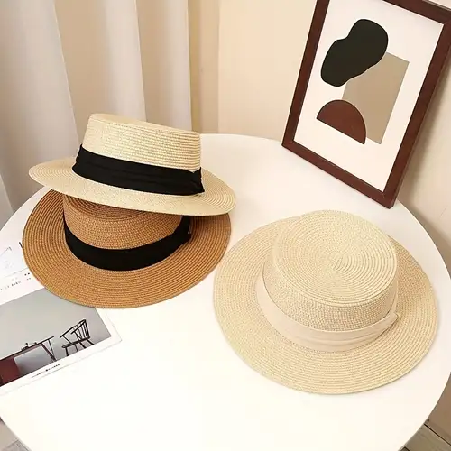 Solid Color Casual Panama Hat Elegant Solid Color Staw Hat - Temu
