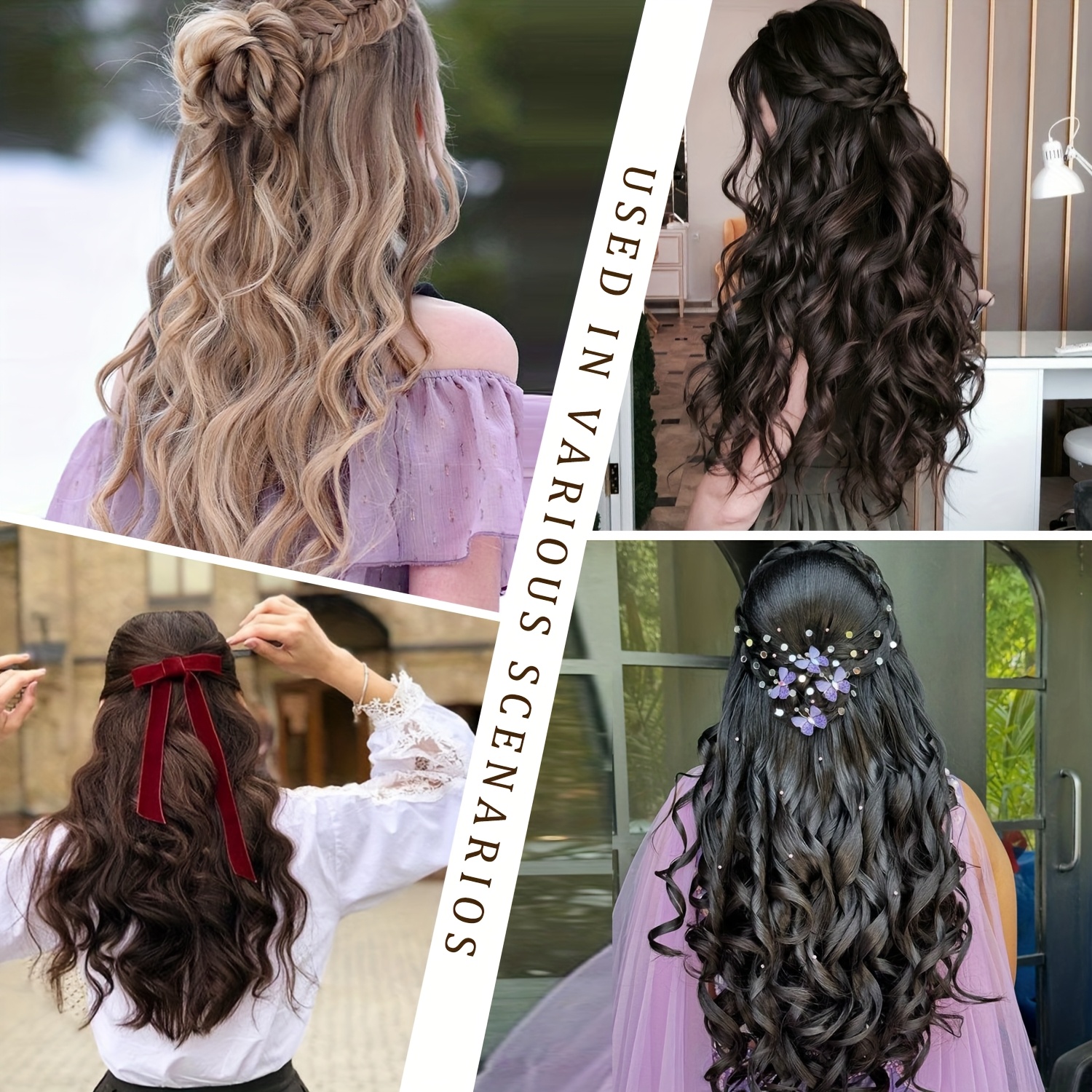 4pcs clip in hair extensions 20 inch long wavy synthetic fiber wigs body wave style for   for daily use and halloween celebrations   use elegant wavy hair synthetic fiber wigs hair wigs details 5