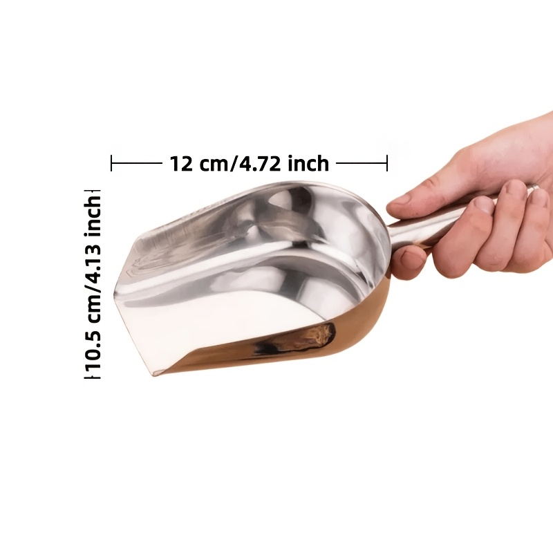 TEMU 1pc Stainless Steel Flat-bottom Ice Scoop, In Small, Medium And Large Sizes. Used With Ice Makers And Ice Storage Buckets, And Is Suitable For