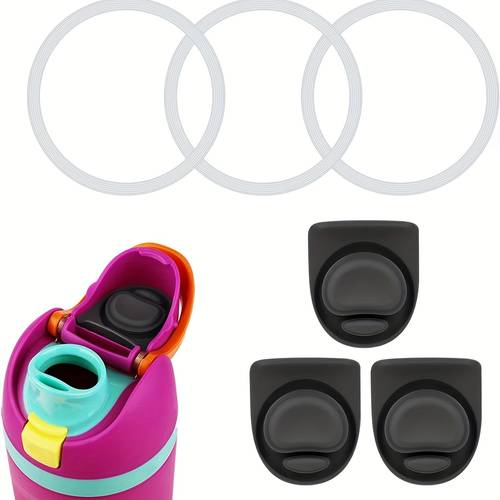 3pcs Bottle O Seal Ring & 3pcs Gasket Replacement Stopper for Cap, Silicone Water Bottle Plug Stopper, Water Bottle Plug Mouth Lid Cap Replacement Parts Accessories Compatible with 18/19/24/32/40oz