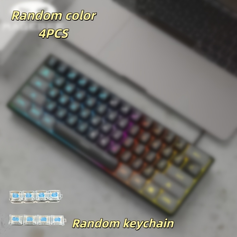TEMU 4pcs Keyboard Keycap Relax Keychain Set - Assorted Glossy Keycaps, Durable And Portable Accessory, Relaxing And Focus-boosting Relax, Ideal Gift