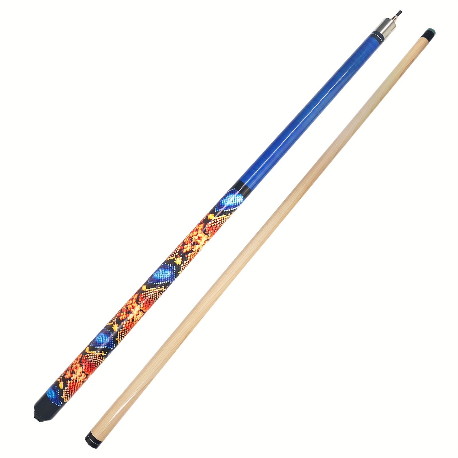 58-Inch Billiard Pool Cue Stick - Hardwood Construction With Blue Design | Includes Chalk & Gloves | Perfect For Home Game Rooms