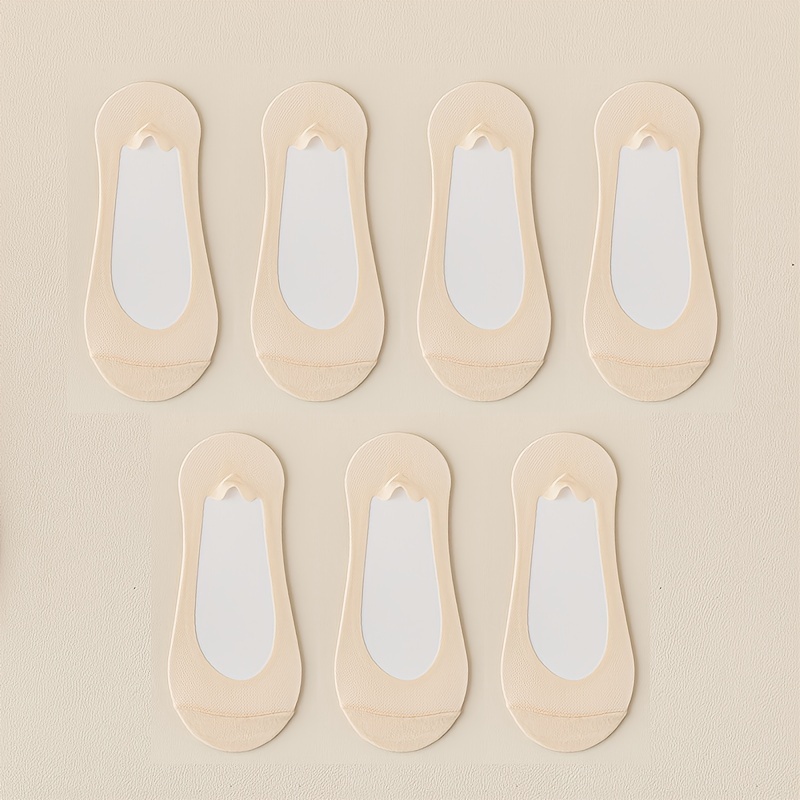 Image of 7 Pairs Of Boat Socks Women's Summer Thin Sole Non-slip With Summer Single-shoe Socks Ice Mesh Breathable Shallow-mouth Invisible Socks