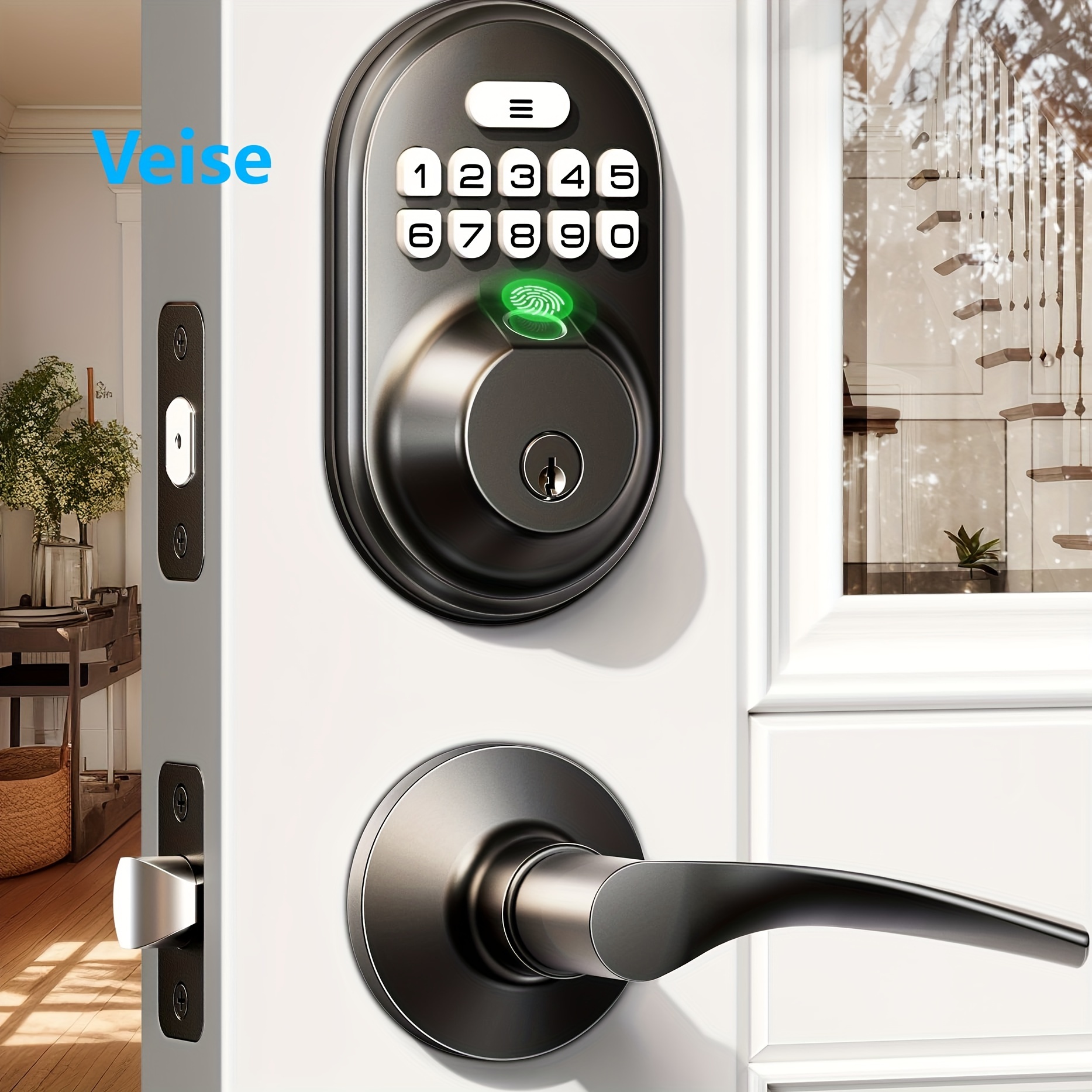 

Veise Keyless Entry Door Lock With 2 Lever Handle, Electronic Keypad Deadbolt, , Back Lit For , Aluminum , Secure & Convenient Access, Lock For Door