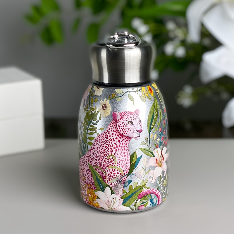 1pc Animal Themed Stainless Steel Vacuum Insulated Cup With Bird/parrot/leopard Patterns, 10oz Leak Proof Travel Mug, Glossy Design, Portable Decorative , Suitable For Outdoor, Gym, Office, And Gifts.