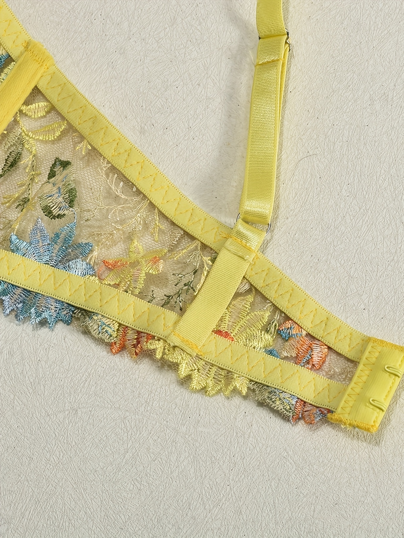 sheer yellow set garter belt thong - Temu