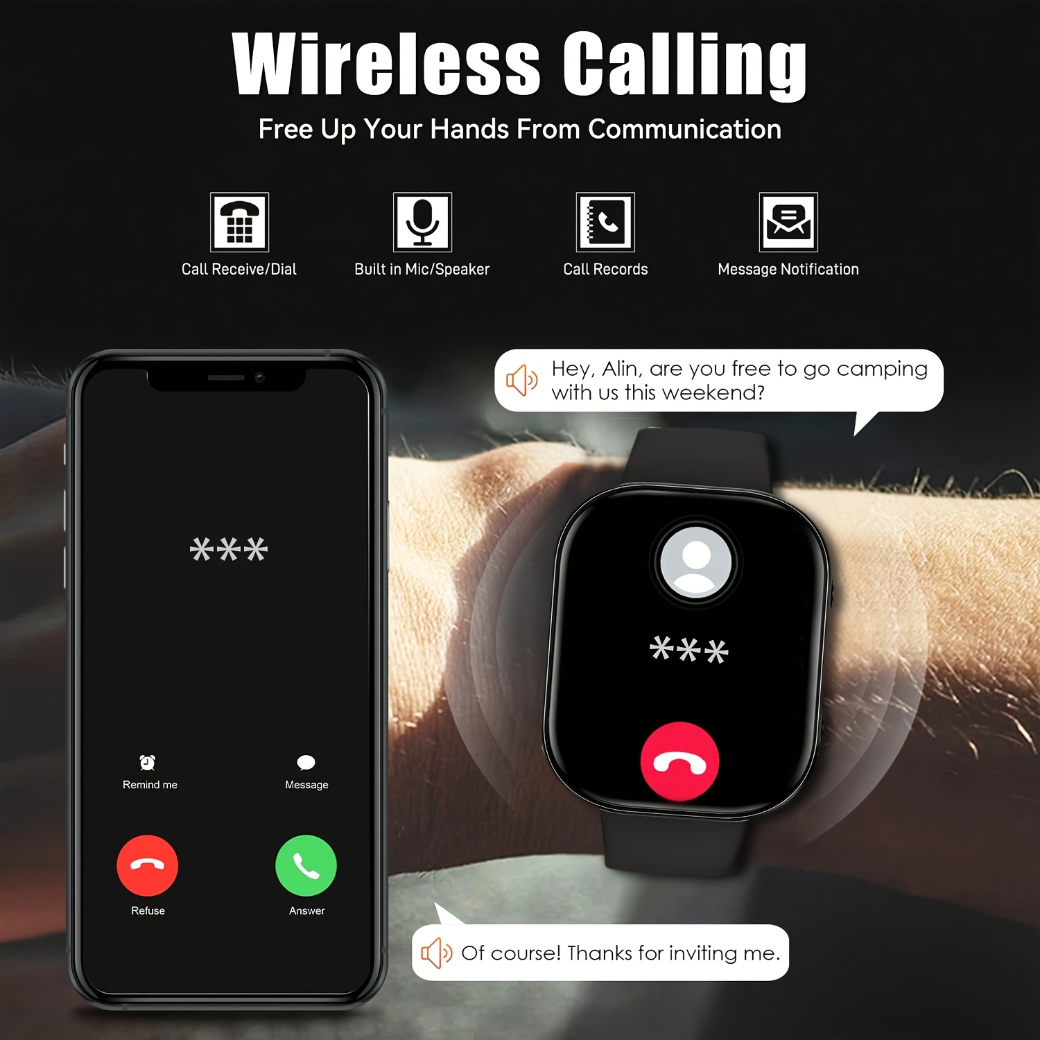 Smartwatch with Wireless Calling and Multiple Sports Modes