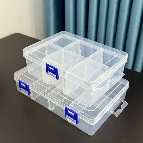large and thick 6 compartment or 8 compartment detachable plastic transparent storage box with divider for tool organization