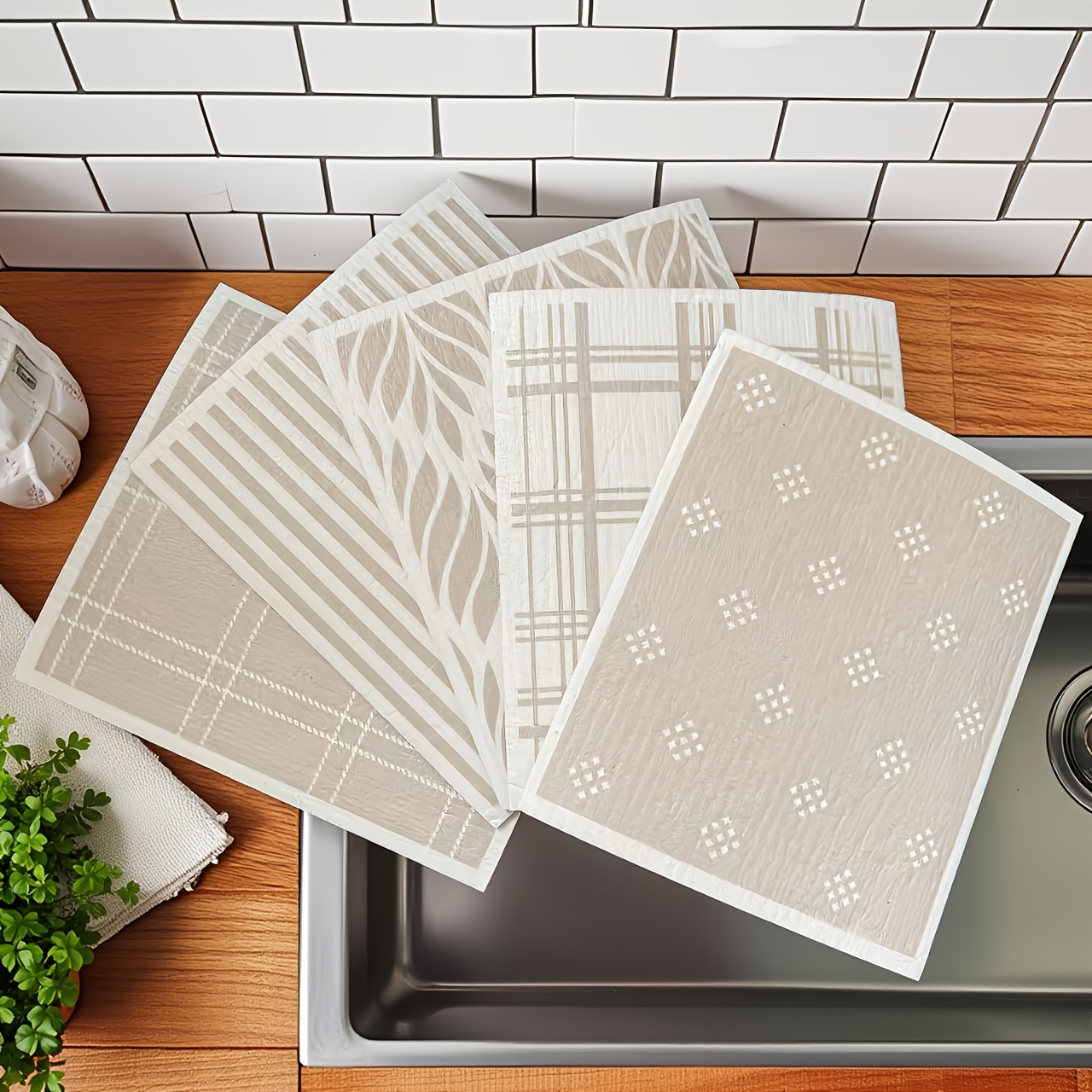 TEMU Swedish Dishcloths For Kitchen, Swedish Dish Cloths 5 Pack, Super Absorbent Reusable Paper Towels Washable, Quick Drying, Dishwasher Safe