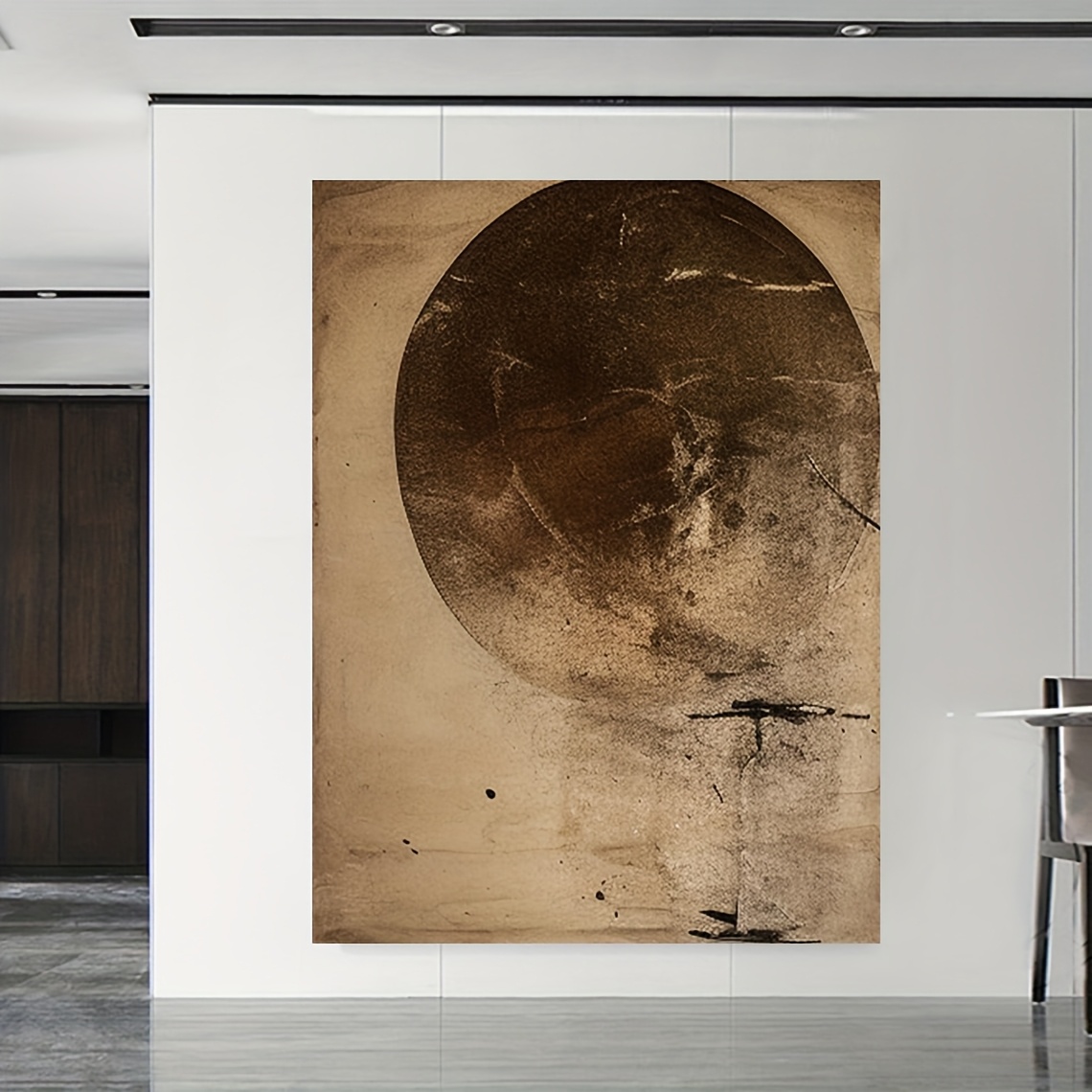 Mhemyo Hand-Painted Abstract Brown Textured Canvas Wall Art - Minimalist Neutral Brown Hand-Painted Suitable for Modern Farmhouse,, Scandinavian Decor - Textured, Warm Brown Tones, Versatile Neutral Palette