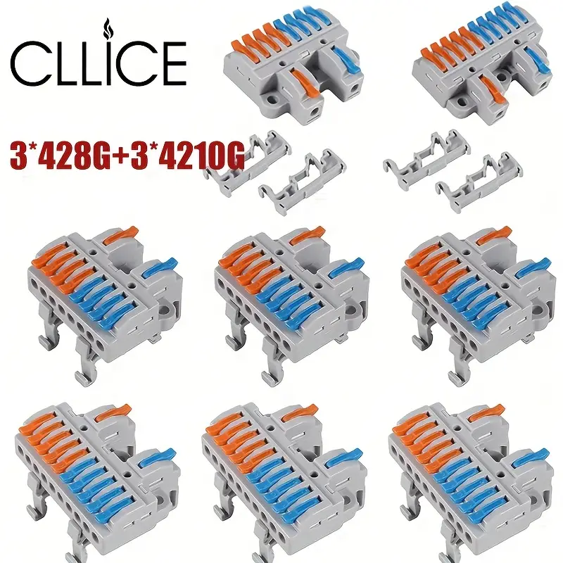 6 piezas de terminales de conexión rápida con fijación en pista y cables codificados por color, contactos de cobre e pvc para aplicaciones eléctricas industriales (428g/4210g), conexiones , terminales trackfixing, construcción , conectores eléctricos, instalación , duraderos, para electricistas y al bricolaje detalles 0