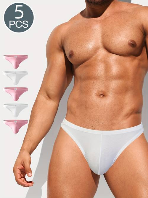 5 stuks briefs voor heren - zacht, comfortabel & ademend ondergoed in zwart, , , wit, oranje - stretchy, comfortabel ondergoed | minimalistisch ontwerp | stretchy stof