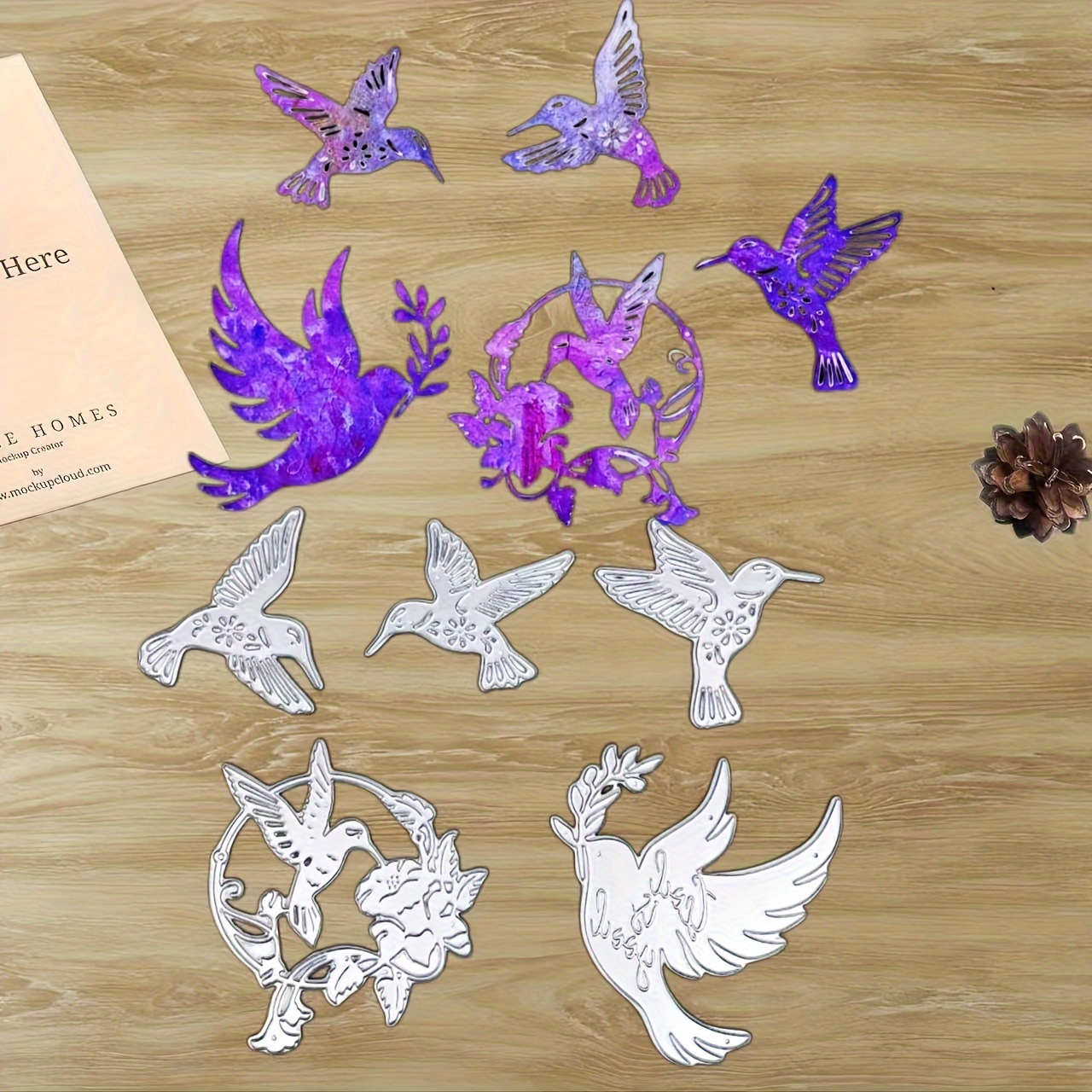 

5-piece Bird-themed Metal Cutting Dies Set, Durable Embossing Stencils For Manual Scrapbooking & Crafting