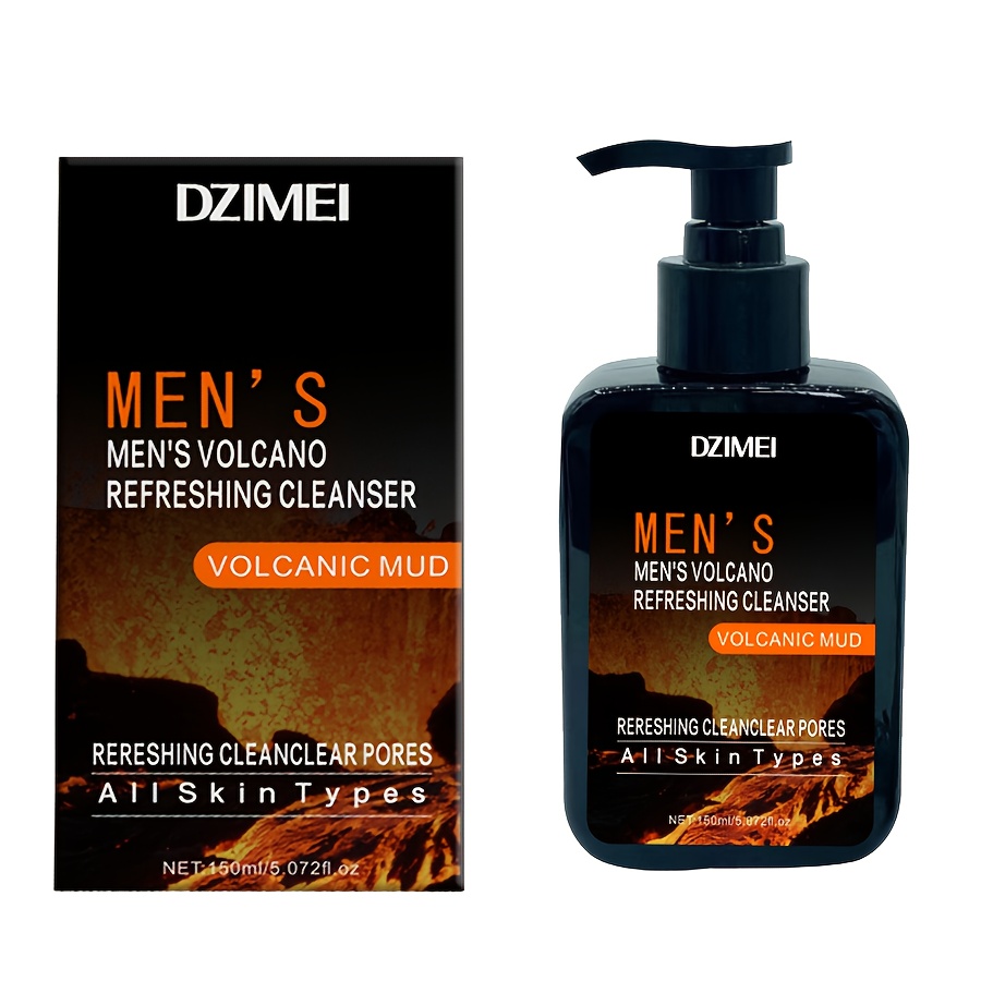 Nettoyant Visage pour Hommes en Bouteille Pressée de Boue Volcanique Noire 5905,51 Pouces, Contrôle de l'Huile, Hydratant, Rafraîchissant Longue Durée, Sans Alcool, Conçu pour Hommes, Série de Soins Beige Clair Doux, Beige Clair Uniforme, Beige Clair, Offre une Expérience de Nettoyage Agréable