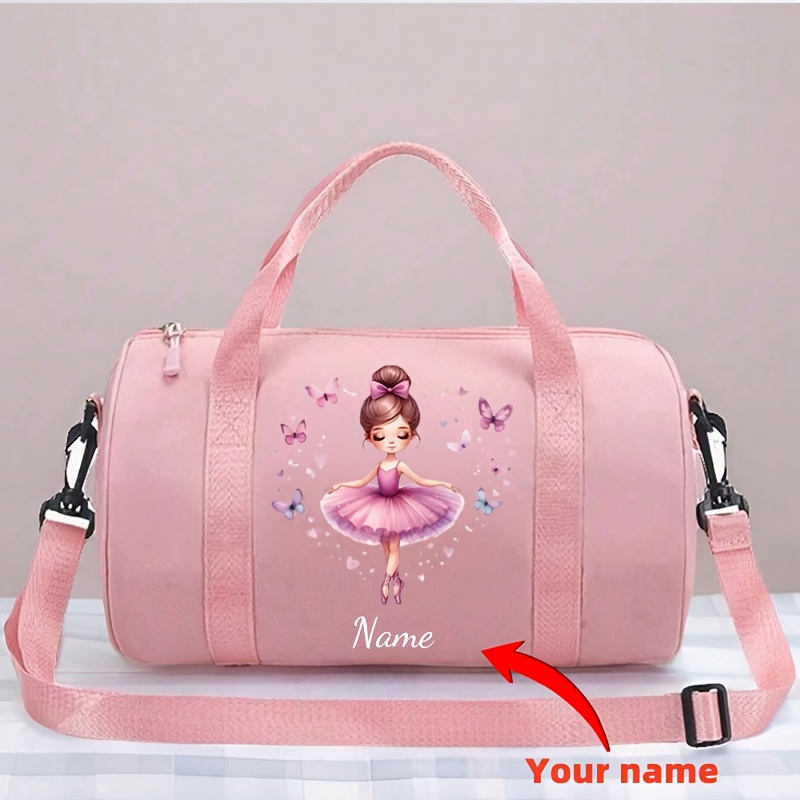 E-shop 1 Stück Personalisierte Koffer Tasche mit individuellem Namen, Schönes Cartoon-Schmetterling-Ballett-Muster, Aus Material für Outdoor-Reisen.