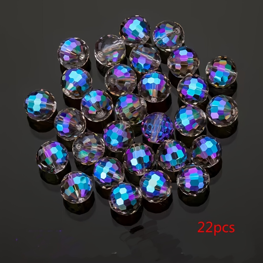TEMU Perles sphériques populaires de 10 mm à 96 facettes, perles de cristal Aurora AB, matériel d'accessoires, perles de verre, composants de bijoux