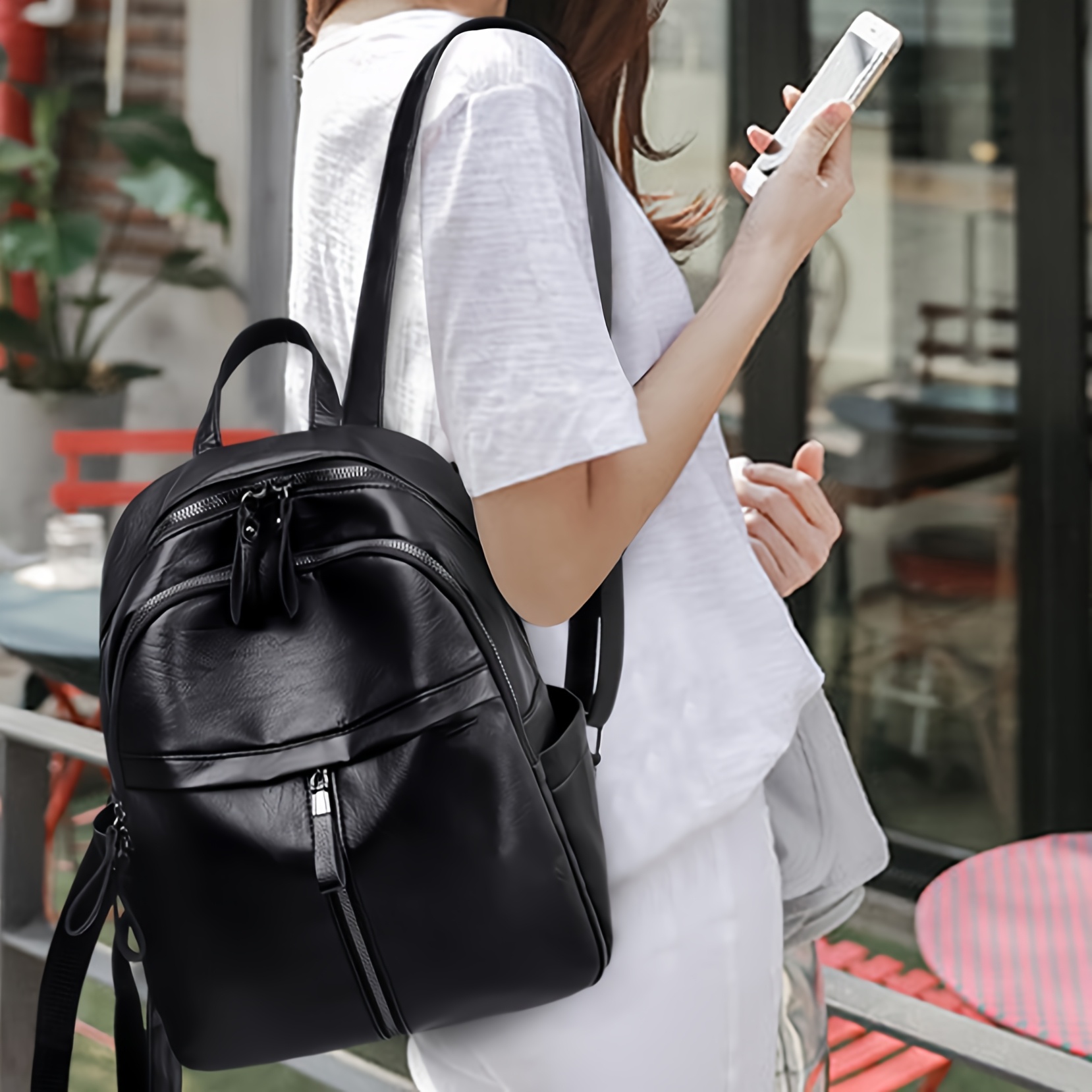 Faux Leather Convertible Backpack Purse Multipurpose Travel Daypack with Amazon.com: Makes Backpack Purse for Women PU Leather Travel  main image 4