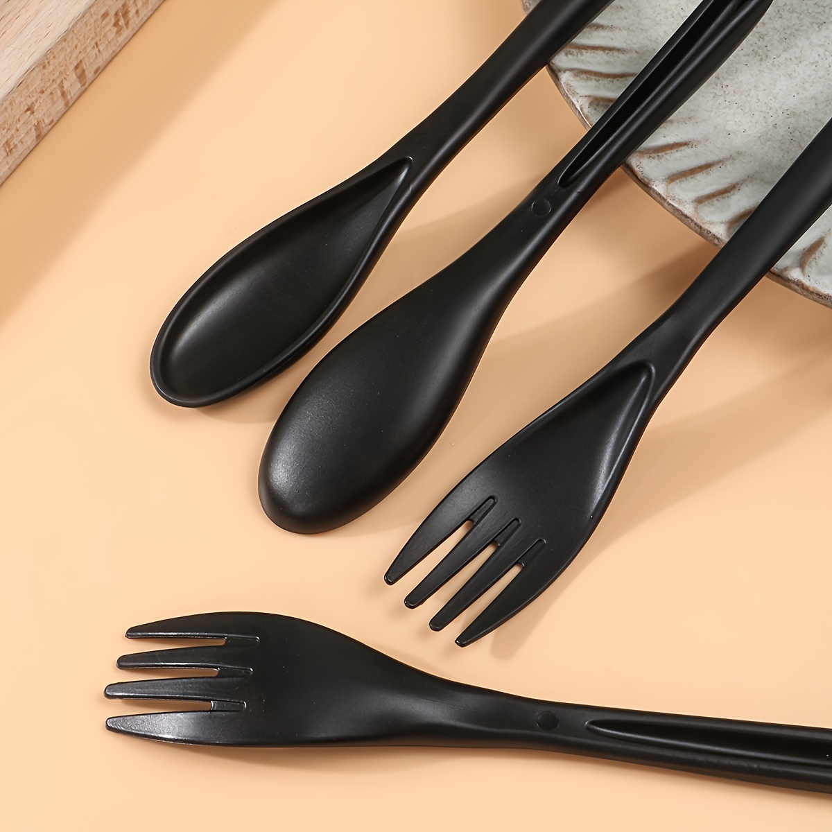 3-In-1 Camping Cutlery Set with Storage Box, Reusable Tableware