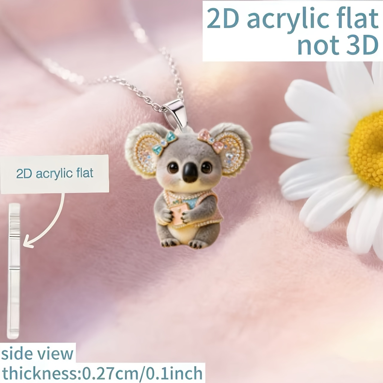 Cute Little Koala Pattern Acrylic Necklace, Unisex