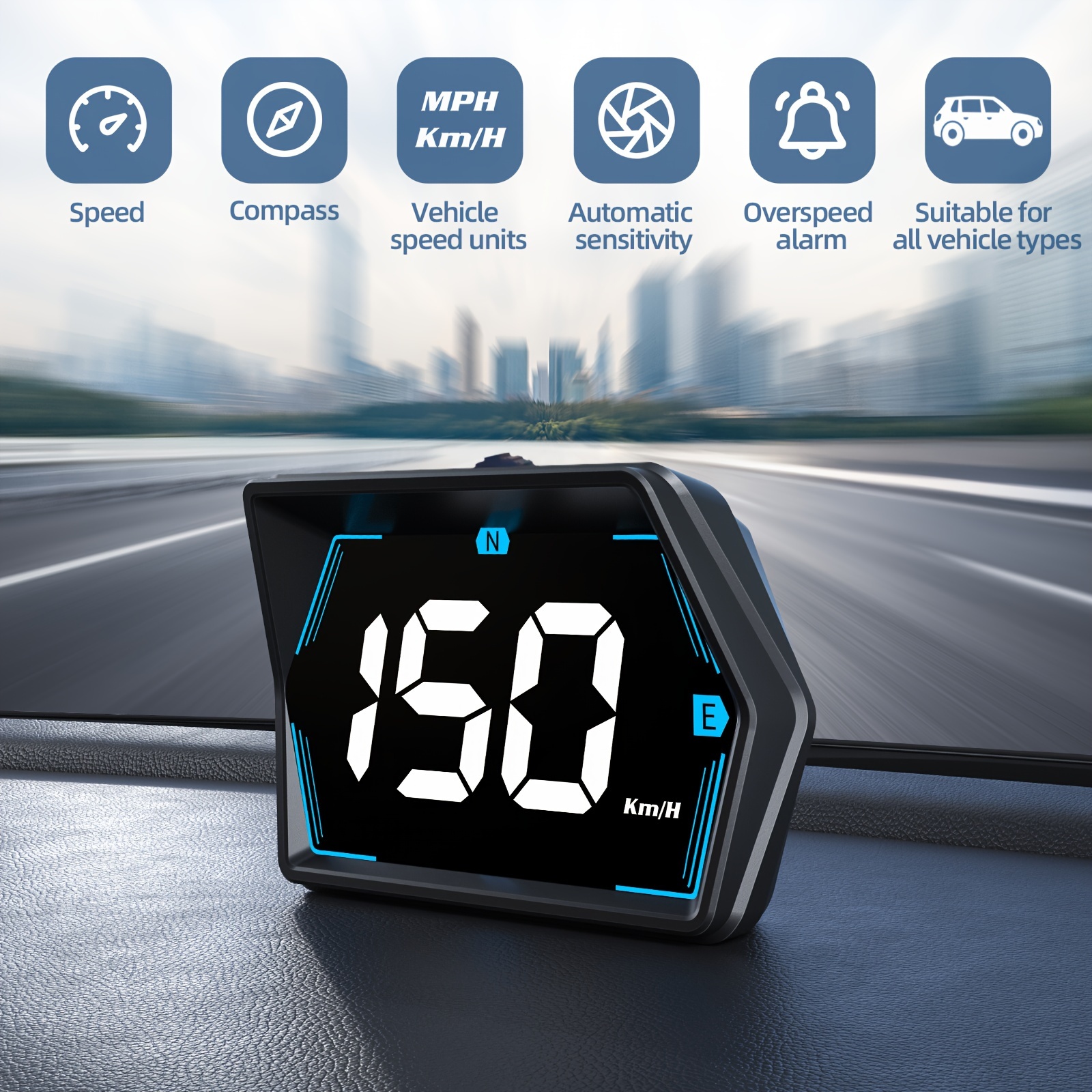 

Gps Speedometer For -up Display New Car Speedometer Display Hud Lcd Display, English/kilometer Switching Alarm Vehicles