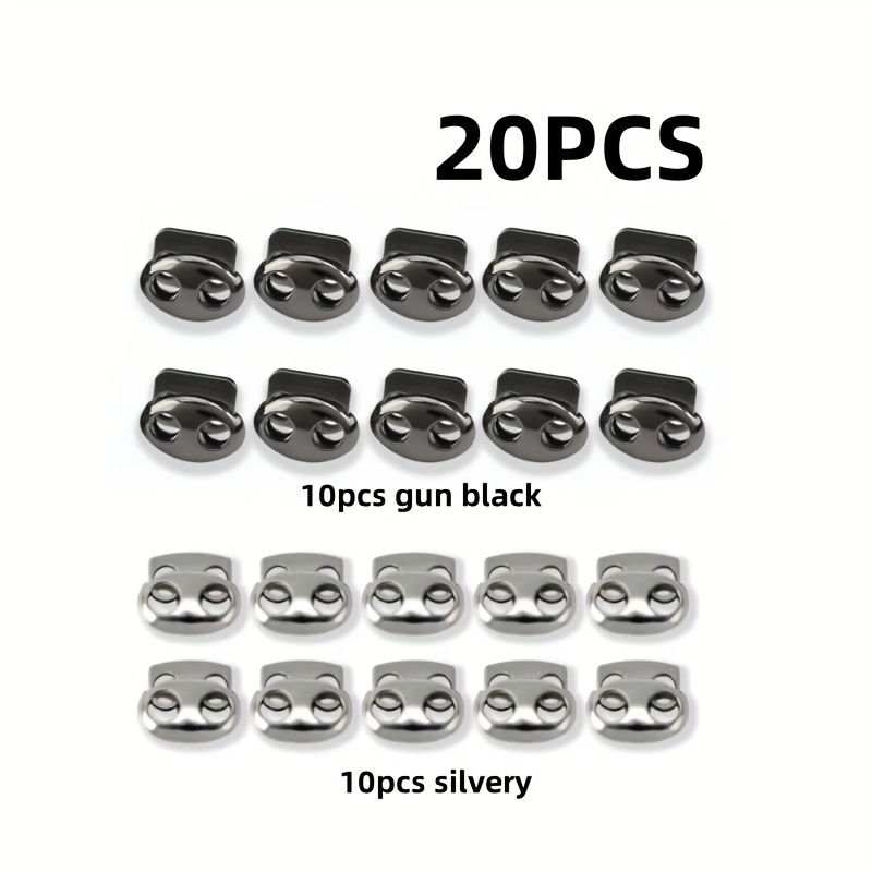 Image of 10/20pcs Alloy Cord Adjusters - Dual-hole Oval Stoppers & Spring Clasps For Down Jacket Elastic Bands, Pants Waist, Crafts, Sewing Additions - Durable Metal Cord Ends ()