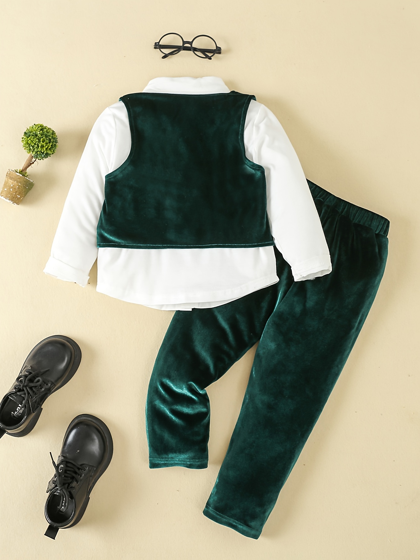 boys piece gentleman outfit set long sleeve dress shirt Temu - Main Image