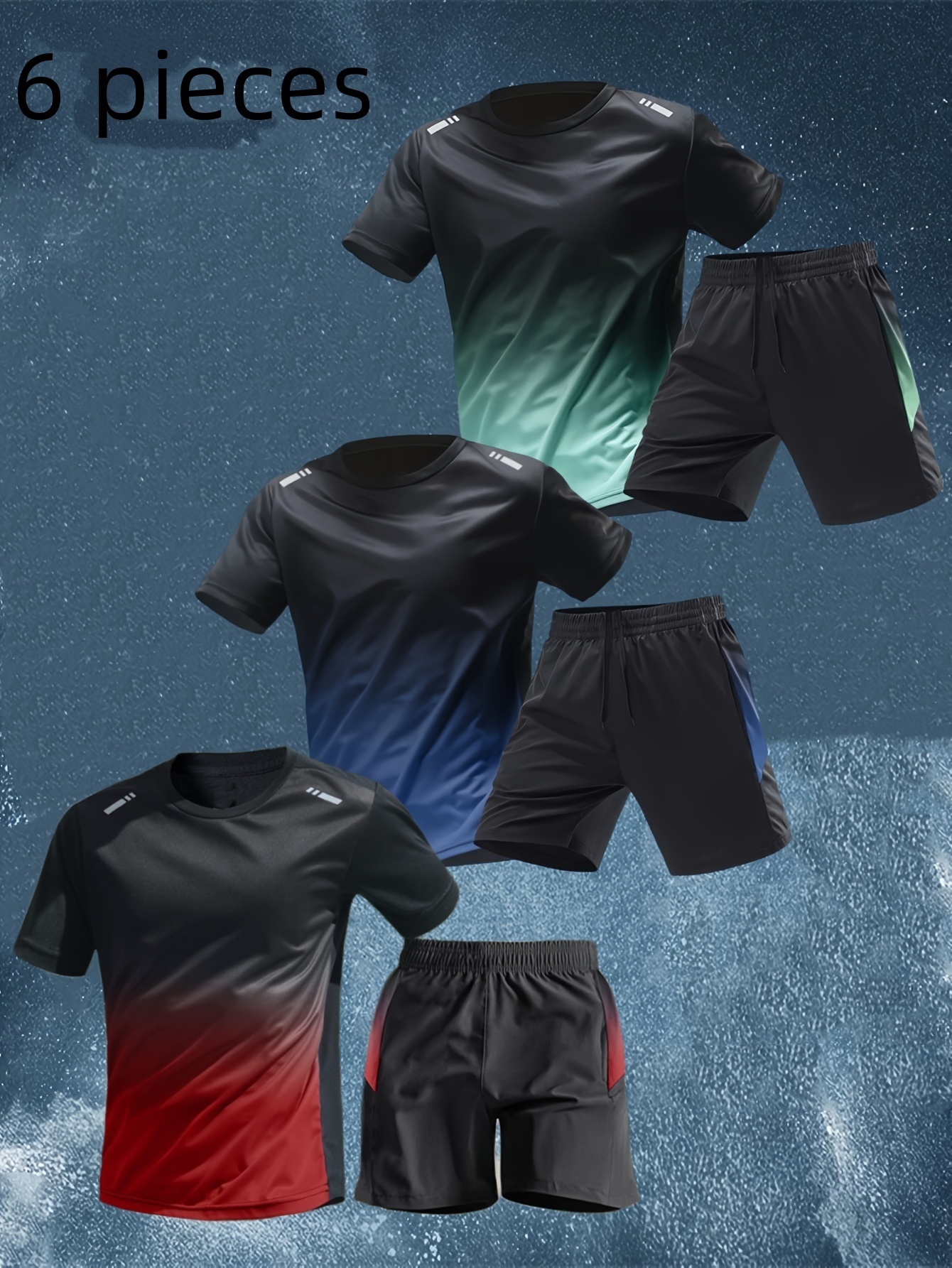 6pcs set 3 short sleeves 3 shorts breathable and comfortable spring and summer suit suitable for   and leisure