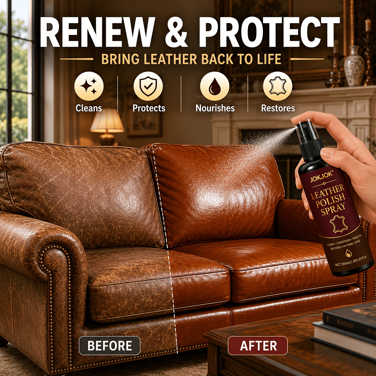 TEMU Jokjok And Polishing Spray | Restores Color On Goods, Car Seats, Sofas, Jackets, And Shoes; Maintains Leather Bags And Apparel; Enhances ;