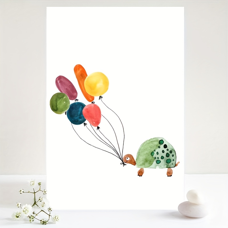 TEMU Cute Turtle With Balloons Greeting Card | Unique Birthday Card Suitable For Christmas, Thanksgiving, And Halloween Celebrations