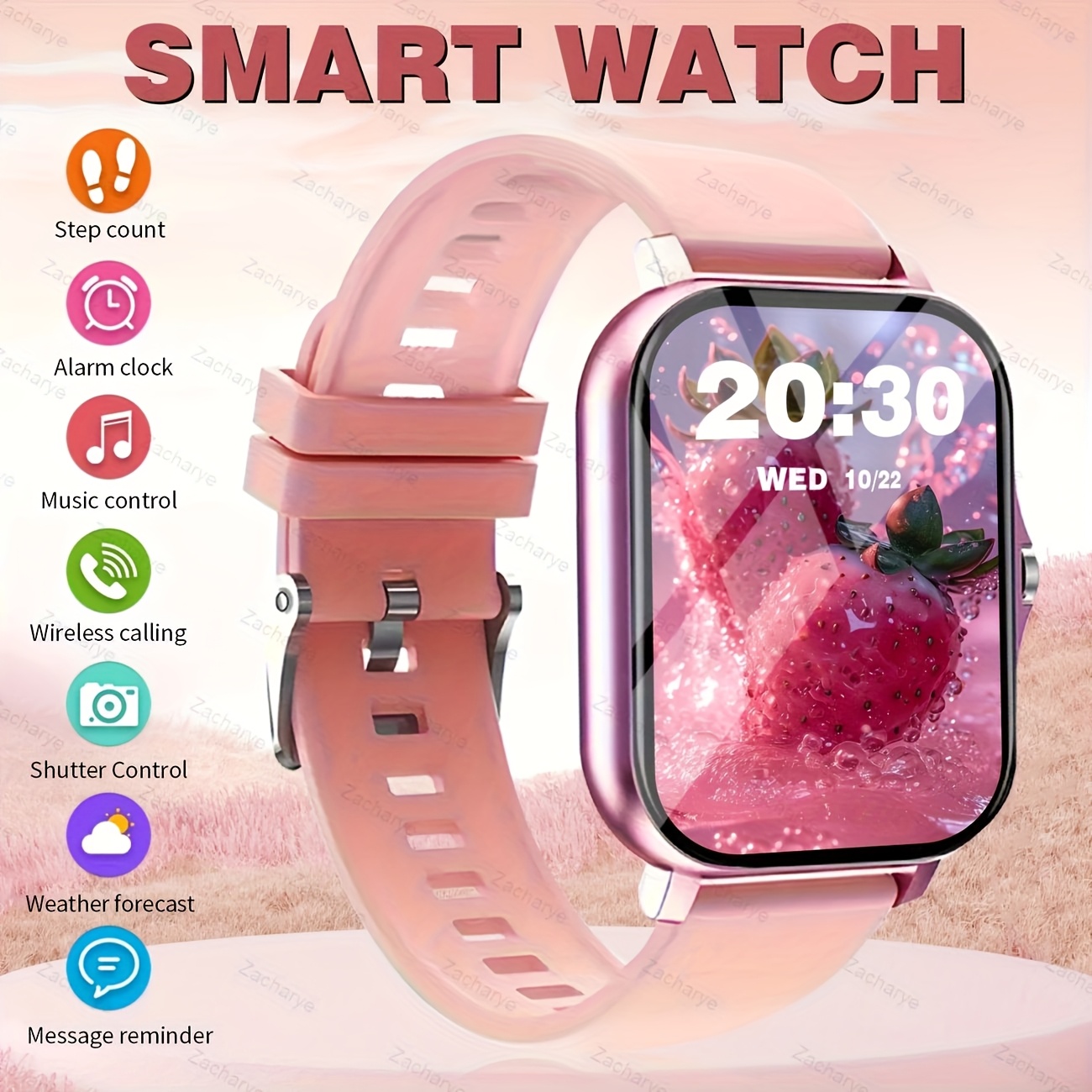 ساعة ذكية للجنسين شاشة تعمل باللمس بحجم 4.65 سم، مكالمات لاسلكية ، أوضاع رياضية