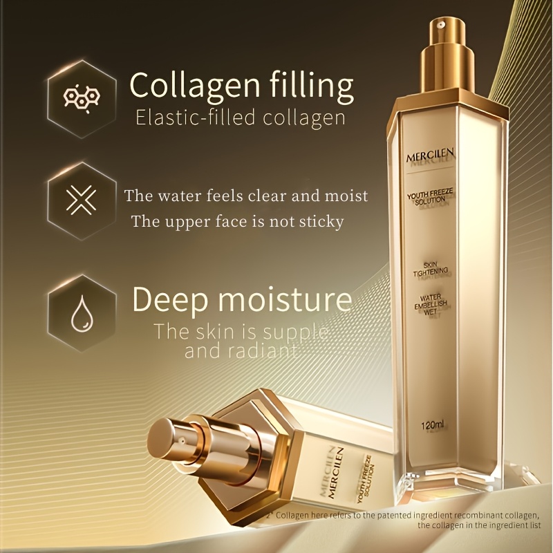 MERCILEN Collagen Boosting Makeup Spray - Hydrating & Moisturizing with Shea Butter, Hyaluronic Acid & Niacinamide, Fragrance-Free for All Light Beige Types, Men & Women, Daily Skincare, Sleek Bottle Design, Niacinamide Enriched