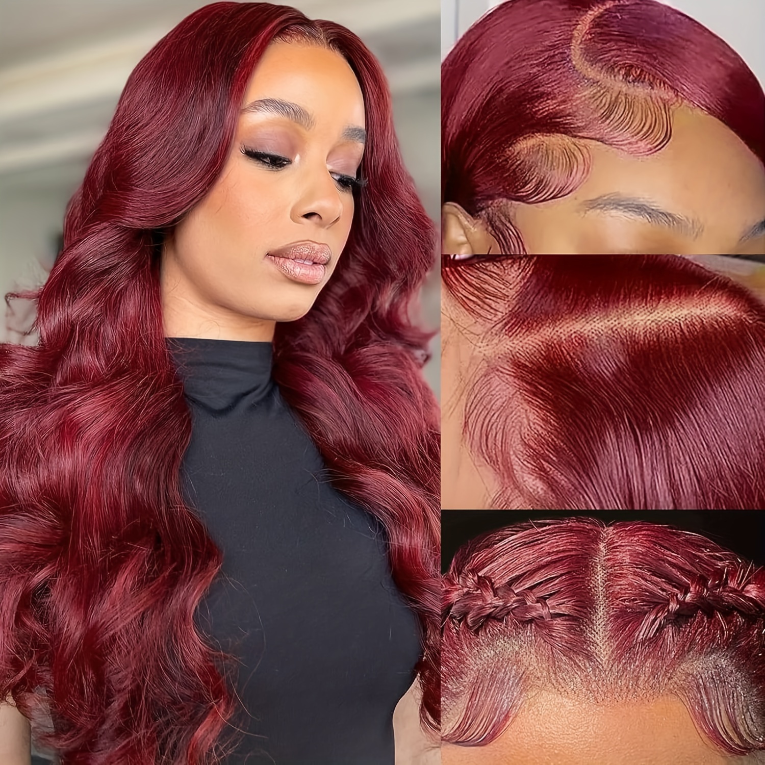 

13x4 Burgundy Body Wave Lace Front Wigs Human Hair Pre Plucked 150% Density 99j Hd Transparent Body Wave Lace Frontal Wigs Human Hair Red Wig Glueless Human Hair With Baby Hair For Women