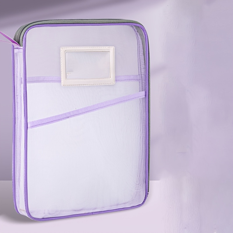 TEMU A4 Double-layer Nylon Mesh Classification Bag, Transparent Student Test Paper Bag, Document Bag, Book Homework Storage Bag
