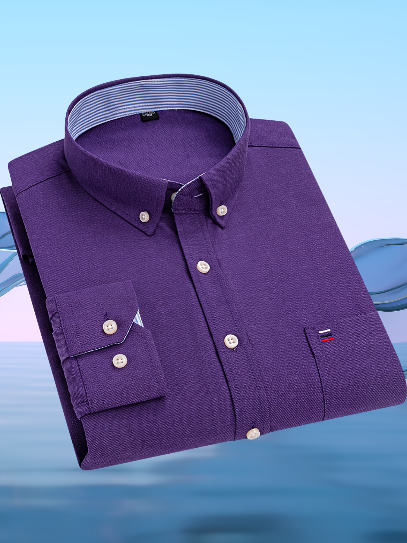 قميص رجالي عصري كاجوال بأكمام طويلة من قماش أكسفورد | مطرز، بأزرار، مناسب للعطلات وعصرية، متوفر بألوان متعددة