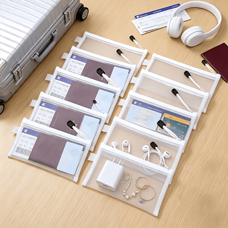 6Pack White Zipper Travel Document Organizer Bags