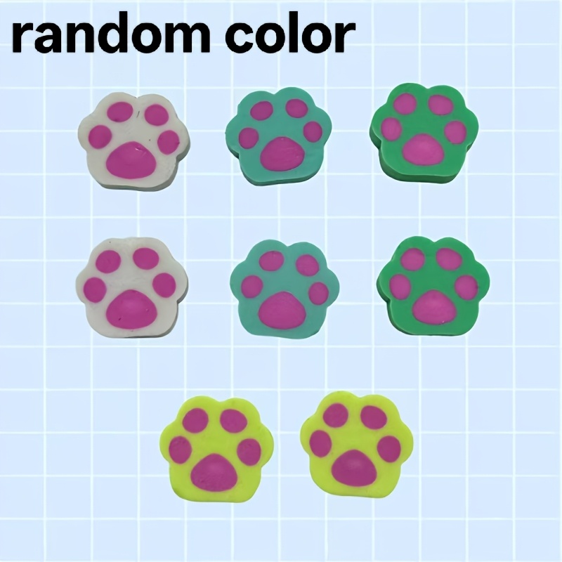 Image of 10pcs Cute Paw Print Erasers - Synthetic Rubber Dog & Paw Shaped Pencil Erasers, Multicolor Supplies For Classroom Prizes, Party Favors, Homeschool Rewards () - 10pcs Assorted Colors