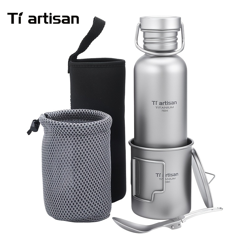 Tiartisan Pure Titanium 3pcs Outdoor Tableware Set, Lightweight Camping Gear