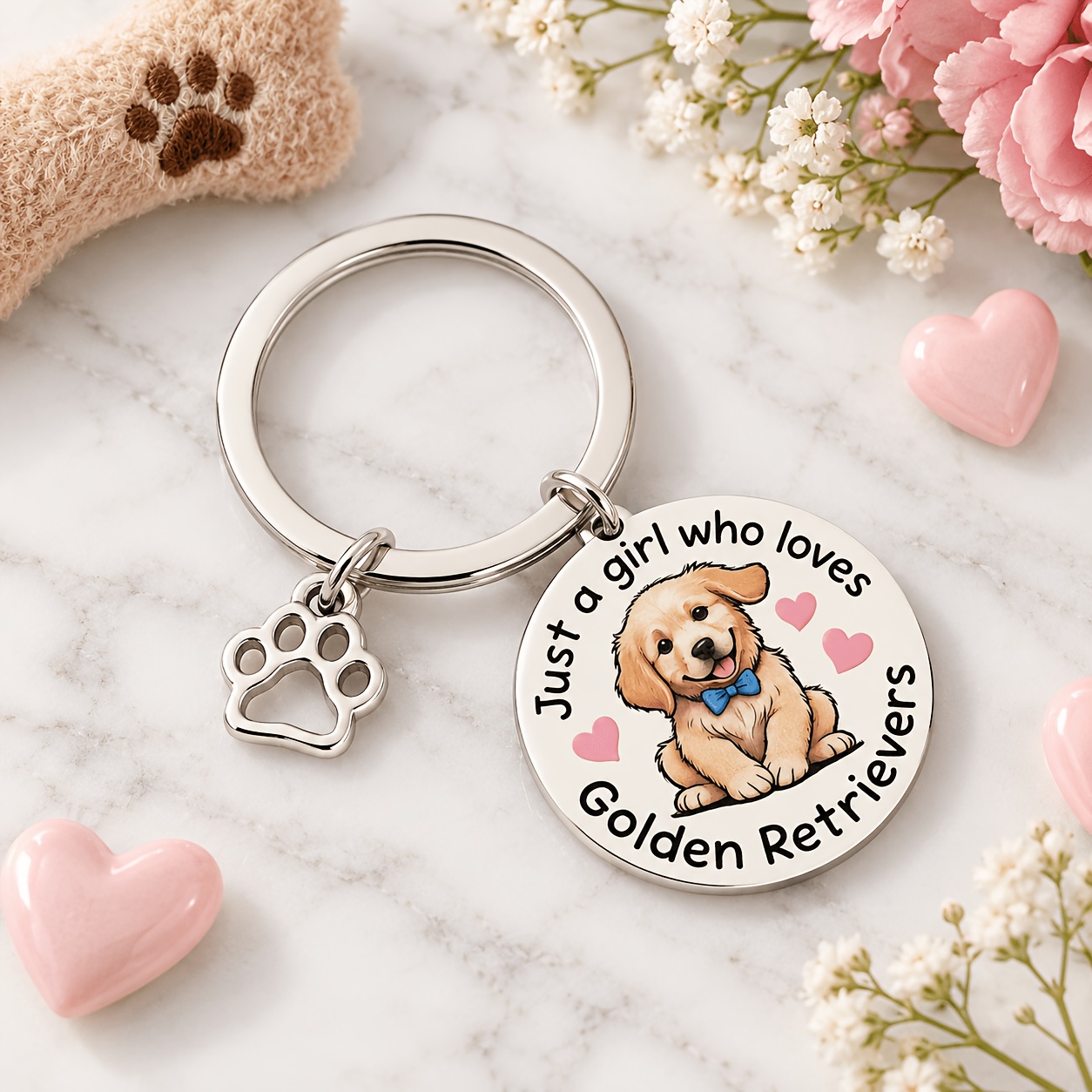 TEMU Golden Retriever Gifts For Women Cute Golden Retriever Keychain Dog Themed Gifts For Retrievers Lovers Sister Daughter Birthday Christmas Gift