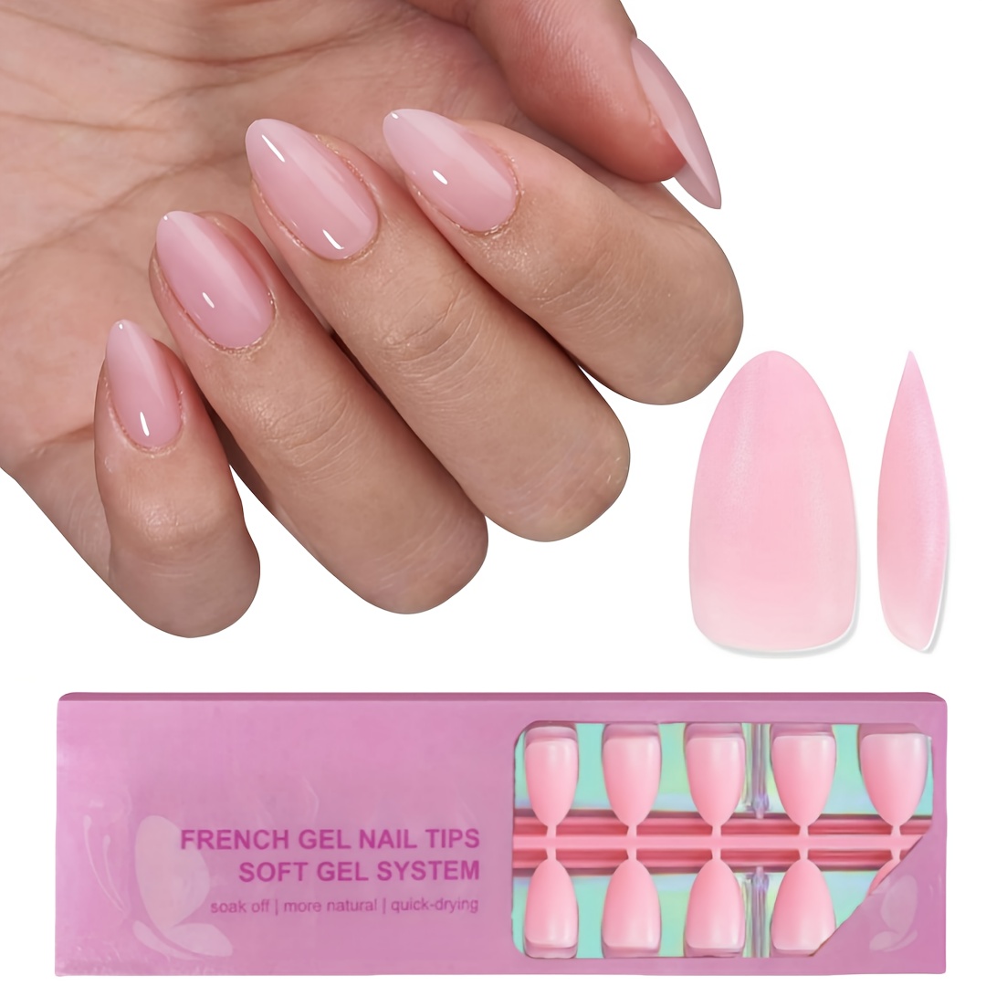 180pcs Natural For Nail Tips - Pink Almond Press On For Nails, Matte Surface, Long-lasting Soft Gel False For Nails, Bubble Off Acrylic False For Nail Extension, Suitable For Nail Art Holiday Gifts