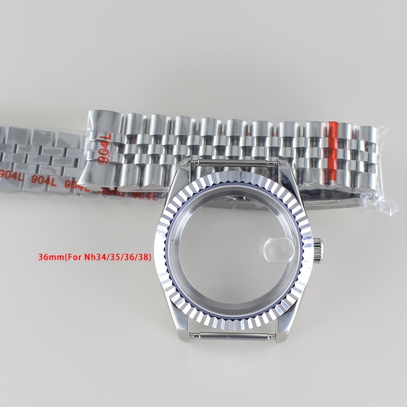 TEMU Datejust Mod Uhrengehäuse 36mm 39mm für 8215 Uhrwerk, Saphirglas, Reparaturteile mit Armband passend für 28.5mm Zifferblatt