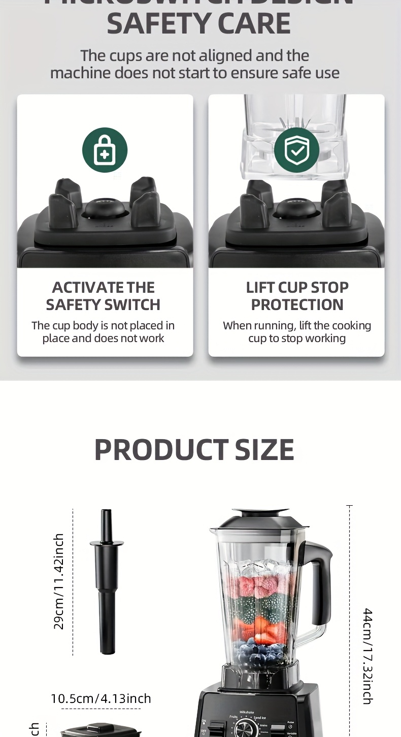 SENBOWE UK Plug 2 in 1 Multifunctional Food Processor Blender, Professional Juicer, Smoothie Blender, 500W Blender And Grinder Combination, a Powerful Kitchen Appliance with a 68Oz Capacity And 2 Complimentary Containers, Ideal for Ice, Grinding