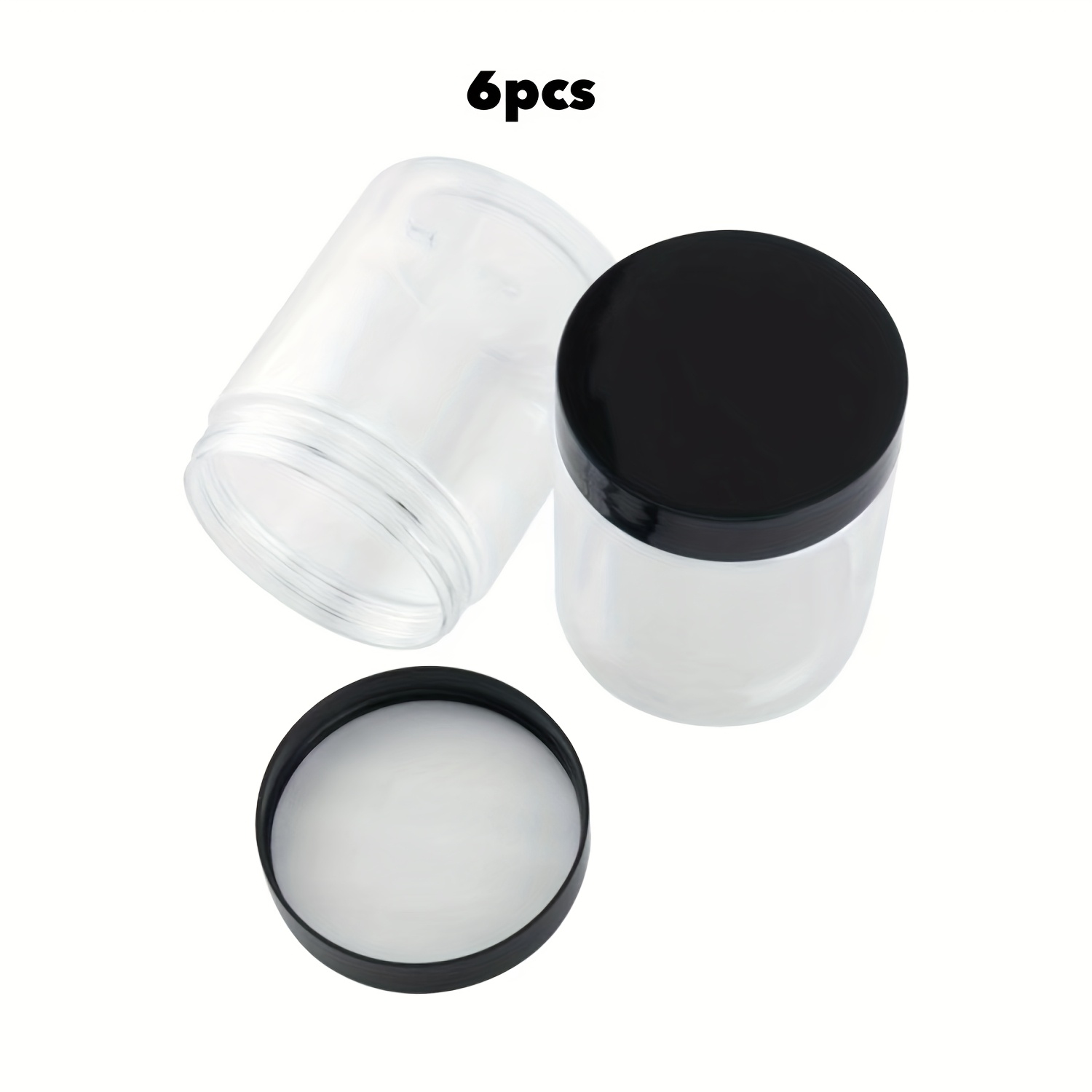 Image of 6/16-pack With Lids Plastic Jars 8 Oz (. 226.8 G) Empty Transparent Small Containers, For , Cosmetics, Slime, Honey, - Storage Jars