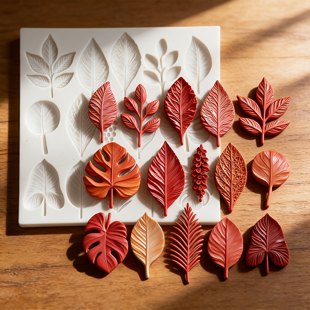 Image of Silicone Resin Molds For Realistic Tree Leaves, Resin Casting Molds, Plant Leaf Shapes, Suitable For Diy Resin Crafts, Candles, Plaster, Clay, Home Decorations, And Gift Making